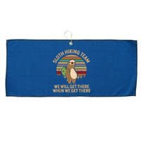 Sloth Hiking Team We Will Get There When We Get There Large Microfiber Waffle Golf Towel