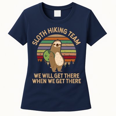 Sloth Hiking Team We Will Get There When We Get There Womens T-Shirt
