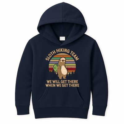 Sloth Hiking Team We Will Get There When We Get There Kids Hoodie