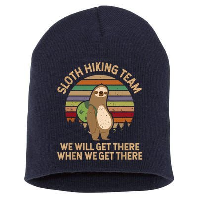 Sloth Hiking Team We Will Get There When We Get There Short Acrylic Beanie