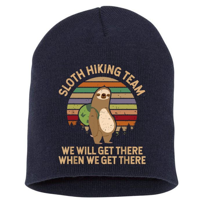 Sloth Hiking Team We Will Get There When We Get There Short Acrylic Beanie