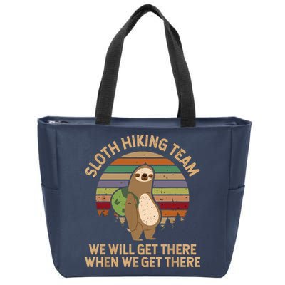 Sloth Hiking Team We Will Get There When We Get There Zip Tote Bag