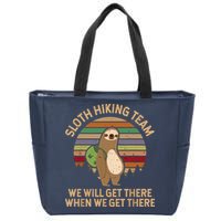 Sloth Hiking Team We Will Get There When We Get There Zip Tote Bag