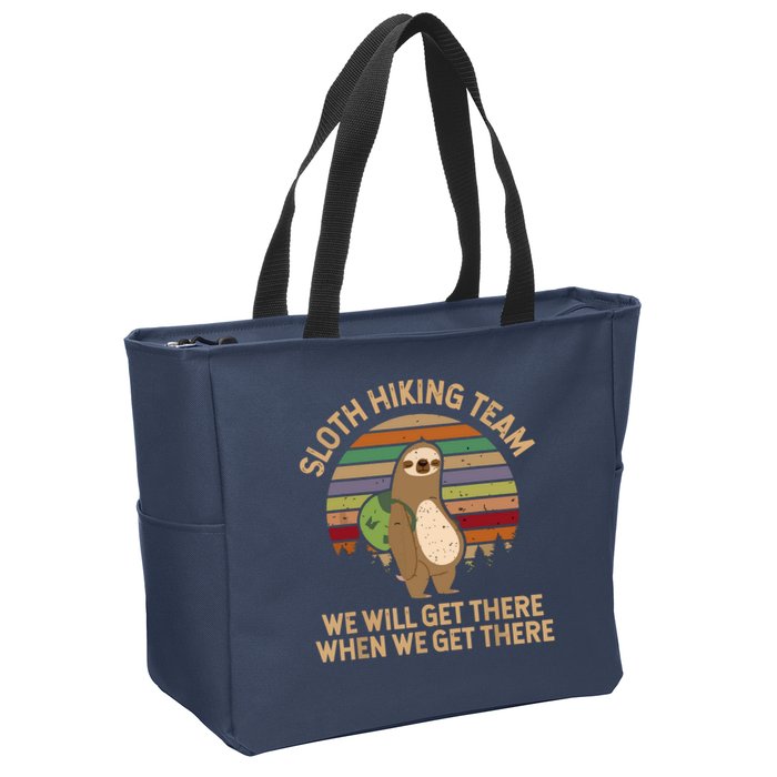 Sloth Hiking Team We Will Get There When We Get There Zip Tote Bag