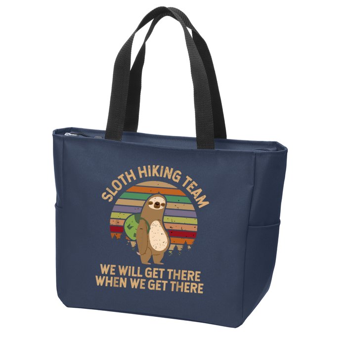 Sloth Hiking Team We Will Get There When We Get There Zip Tote Bag