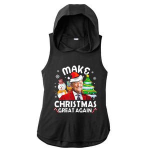 Santa Hat Trump Make Christmas Great Again Xmas Lights Funny Gift Ladies PosiCharge Tri-Blend Wicking Draft Hoodie Tank