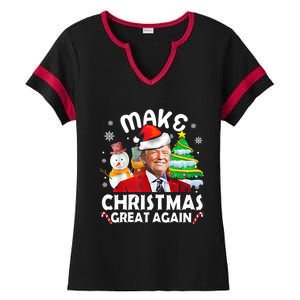 Santa Hat Trump Make Christmas Great Again Xmas Lights Funny Gift Ladies Halftime Notch Neck Tee