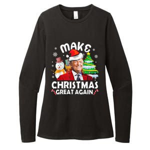 Santa Hat Trump Make Christmas Great Again Xmas Lights Funny Gift Womens CVC Long Sleeve Shirt