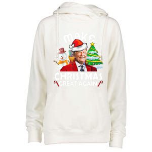 Santa Hat Trump Make Christmas Great Again Xmas Lights Funny Gift Womens Funnel Neck Pullover Hood