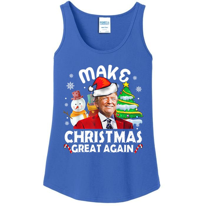 Santa Hat Trump Make Christmas Great Again Xmas Lights Funny Gift Ladies Essential Tank