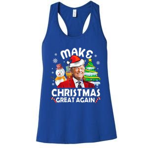 Santa Hat Trump Make Christmas Great Again Xmas Lights Funny Gift Women's Racerback Tank