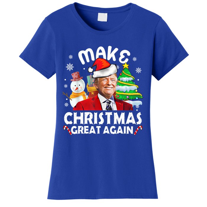 Santa Hat Trump Make Christmas Great Again Xmas Lights Funny Gift Women's T-Shirt