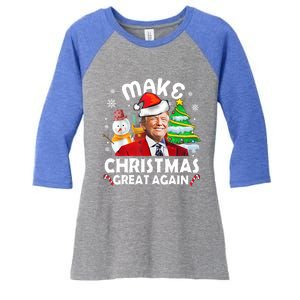 Santa Hat Trump Make Christmas Great Again Xmas Lights Funny Gift Women's Tri-Blend 3/4-Sleeve Raglan Shirt