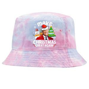 Santa Hat Trump Make Christmas Great Again Xmas Lights Funny Gift Tie-Dyed Bucket Hat