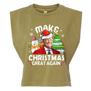 Santa Hat Trump Make Christmas Great Again Xmas Lights Funny Gift Garment-Dyed Women's Muscle Tee