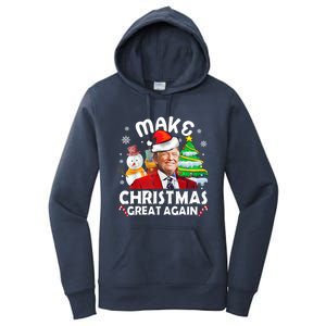 Santa Hat Trump Make Christmas Great Again Xmas Lights Funny Gift Women's Pullover Hoodie