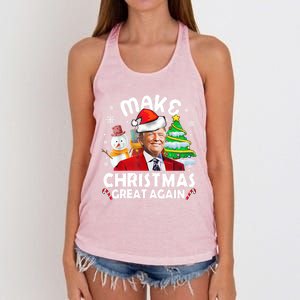 Santa Hat Trump Make Christmas Great Again Xmas Lights Funny Gift Women's Knotted Racerback Tank