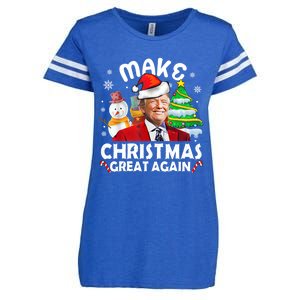 Santa Hat Trump Make Christmas Great Again Xmas Lights Funny Gift Enza Ladies Jersey Football T-Shirt