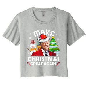 Santa Hat Trump Make Christmas Great Again Xmas Lights Funny Gift Women's Crop Top Tee