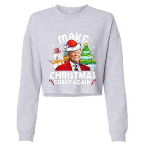 Santa Hat Trump Make Christmas Great Again Xmas Lights Funny Gift Cropped Pullover Crew