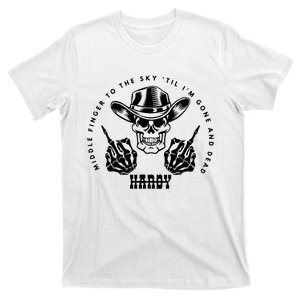 Skeleton Hand To The Sky Funny Skull  T-Shirt