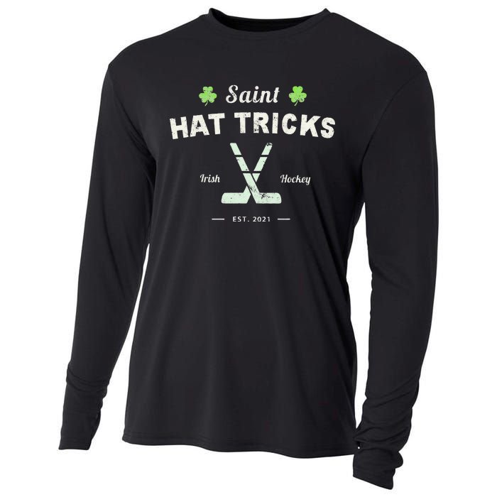 SAINT HAT TRICKS Funny St Patrick's Day Irish Hockey Club Cooling Performance Long Sleeve Crew