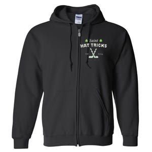 SAINT HAT TRICKS Funny St Patrick's Day Irish Hockey Club Full Zip Hoodie