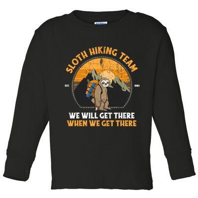 Sloth Hiking Tshirt, Sloth Hiking Team Tshirt TShirt Toddler Long Sleeve Shirt