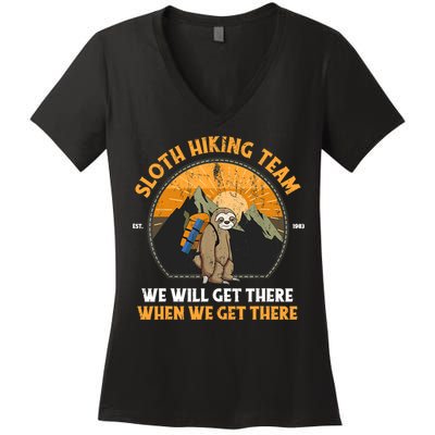 Sloth Hiking Tshirt, Sloth Hiking Team Tshirt TShirt Women's V-Neck T-Shirt