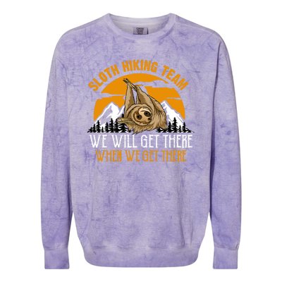 Sloth Hiking Team We Will Get There When We Get There Colorblast Crewneck Sweatshirt