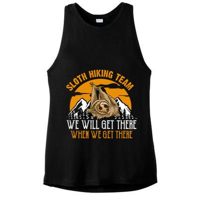 Sloth Hiking Team We Will Get There When We Get There Ladies PosiCharge Tri-Blend Wicking Tank
