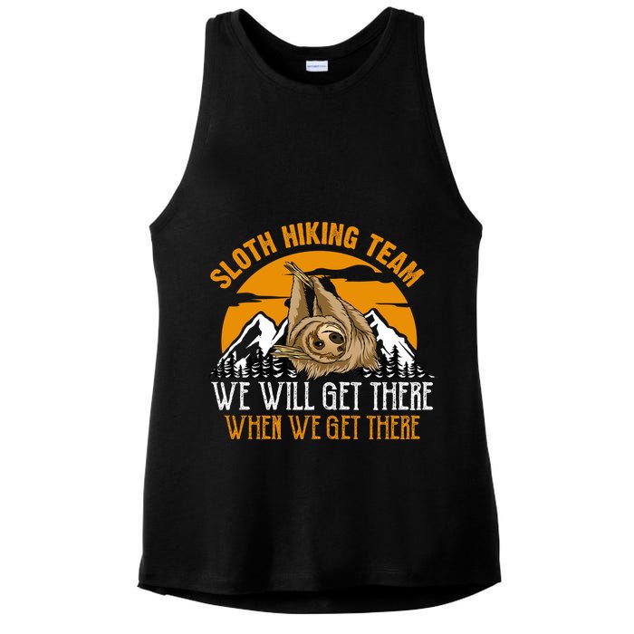 Sloth Hiking Team We Will Get There When We Get There Ladies PosiCharge Tri-Blend Wicking Tank