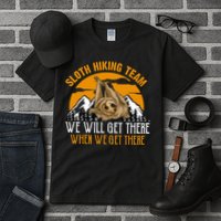 Sloth Hiking Team We Will Get There When We Get There Tall T-Shirt