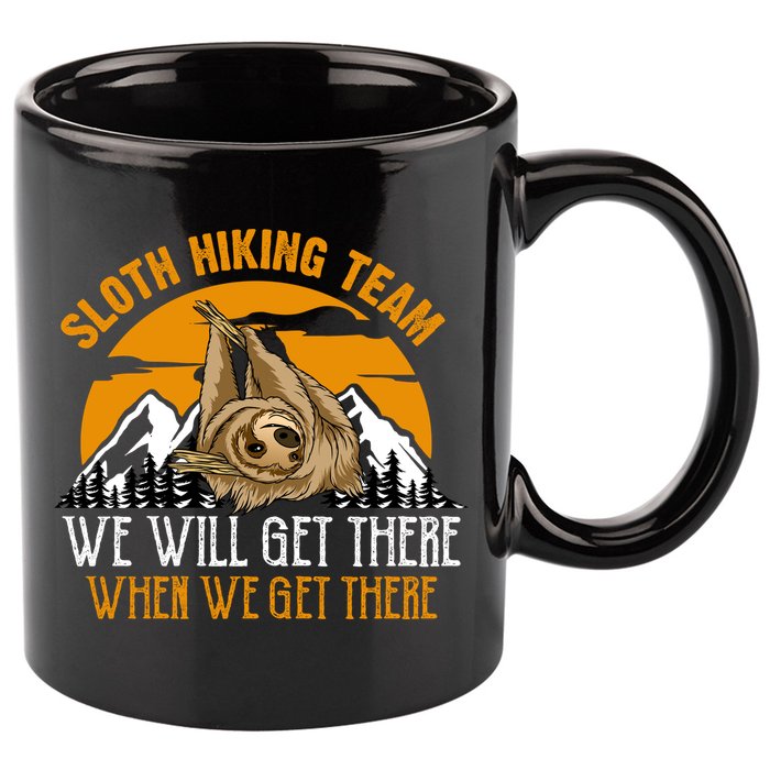 Sloth Hiking Team We Will Get There When We Get There 11oz C Handle Ceramic Mug