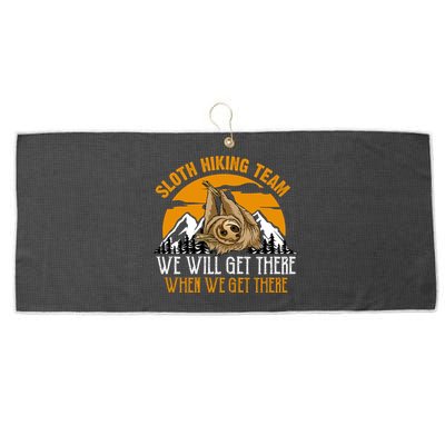 Sloth Hiking Team We Will Get There When We Get There Large Microfiber Waffle Golf Towel