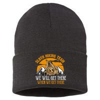 Sloth Hiking Team We Will Get There When We Get There Sustainable Knit Beanie