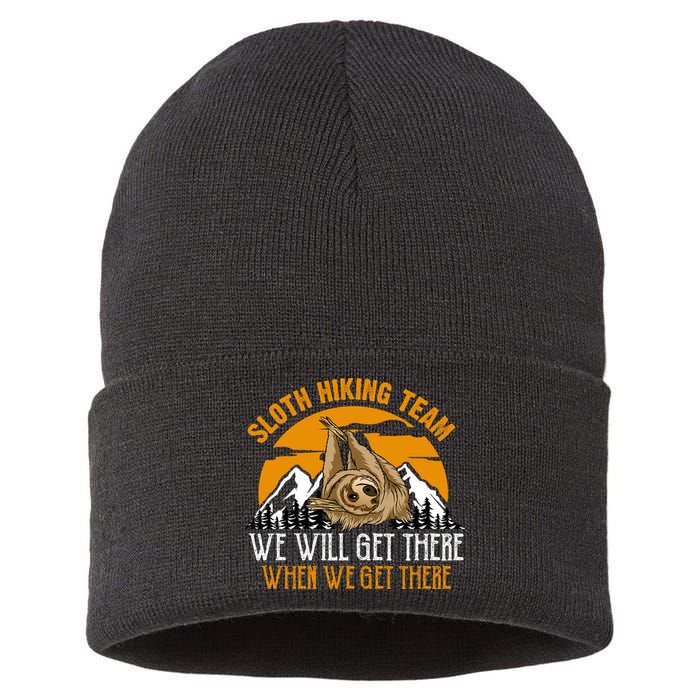 Sloth Hiking Team We Will Get There When We Get There Sustainable Knit Beanie