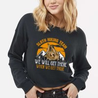 Sloth Hiking Team We Will Get There When We Get There Cropped Pullover Crew