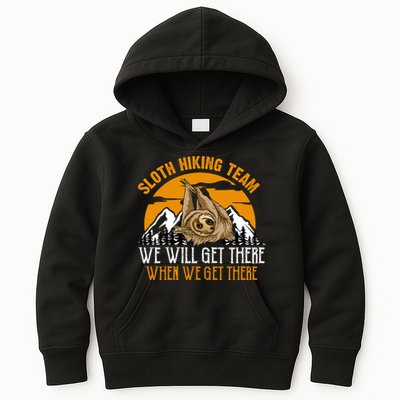 Sloth Hiking Team We Will Get There When We Get There Kids Hoodie