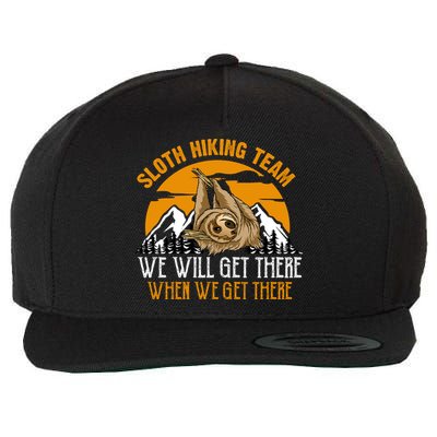 Sloth Hiking Team We Will Get There When We Get There Wool Snapback Cap
