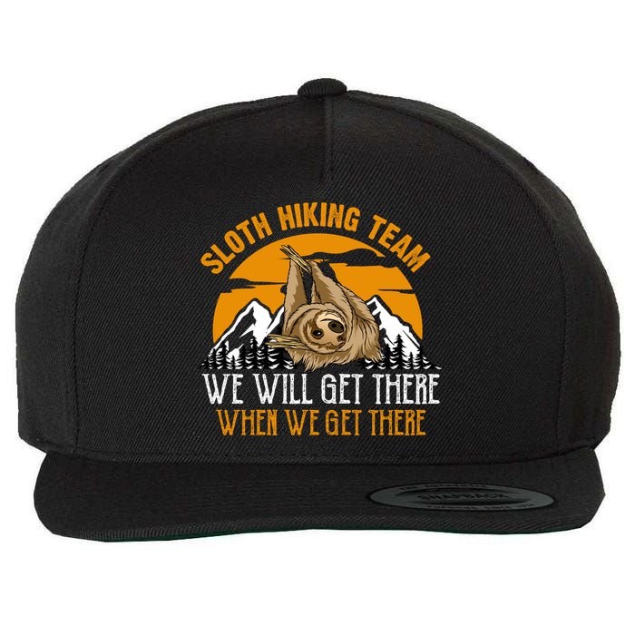 Sloth Hiking Team We Will Get There When We Get There Wool Snapback Cap