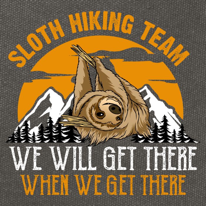 Sloth Hiking Team We Will Get There When We Get There Cotton Canvas Backpack
