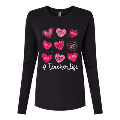 Sweet Hearts Teach Love Inspire Valentines Day Teacher Life Womens Cotton Relaxed Long Sleeve T-Shirt