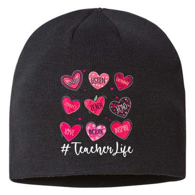 Sweet Hearts Teach Love Inspire Valentines Day Teacher Life Sustainable Beanie