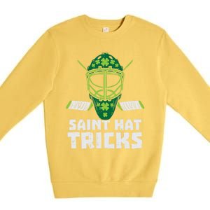 St Hat Tricks Funny St Patricks Day Ice Hockey Sport Gift Funny Gift Premium Crewneck Sweatshirt