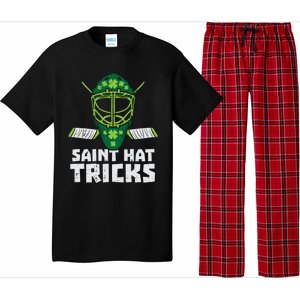 St Hat Tricks Funny St Patricks Day Ice Hockey Sport Gift Funny Gift Pajama Set