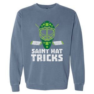 St Hat Tricks Funny St Patricks Day Ice Hockey Sport Gift Funny Gift Garment-Dyed Sweatshirt