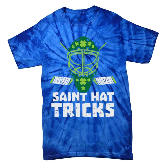 St Hat Tricks Funny St Patricks Day Ice Hockey Sport Gift Funny Gift Tie-Dye T-Shirt