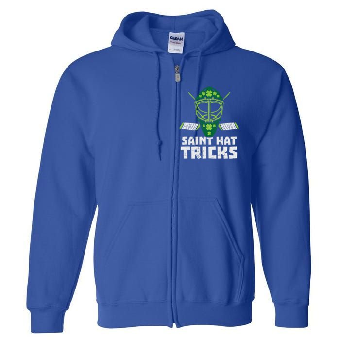 St Hat Tricks Funny St Patricks Day Ice Hockey Sport Gift Funny Gift Full Zip Hoodie