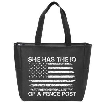 She Has The Iq Of A Fence Post Election Political Zip Tote Bag